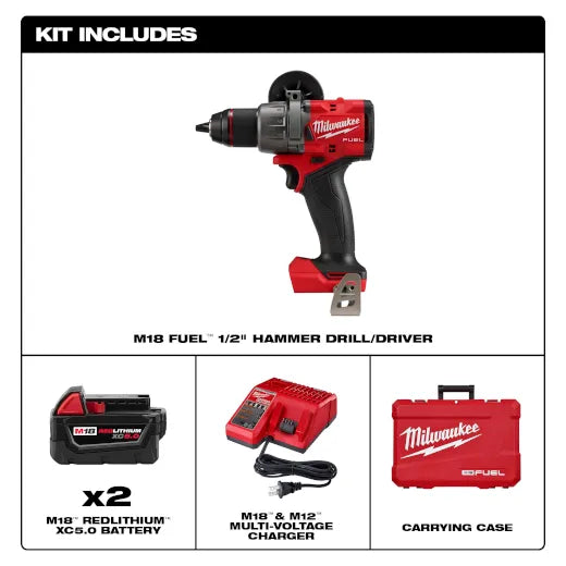 Milwaukee 2904-22 M18 FUEL™ 1/2" Hammer Drill/Driver Kit