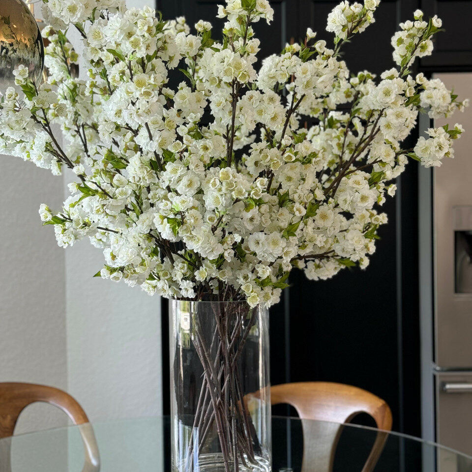 Cherry Blossoms in 16″ Glass Cylinder (Pink / White)