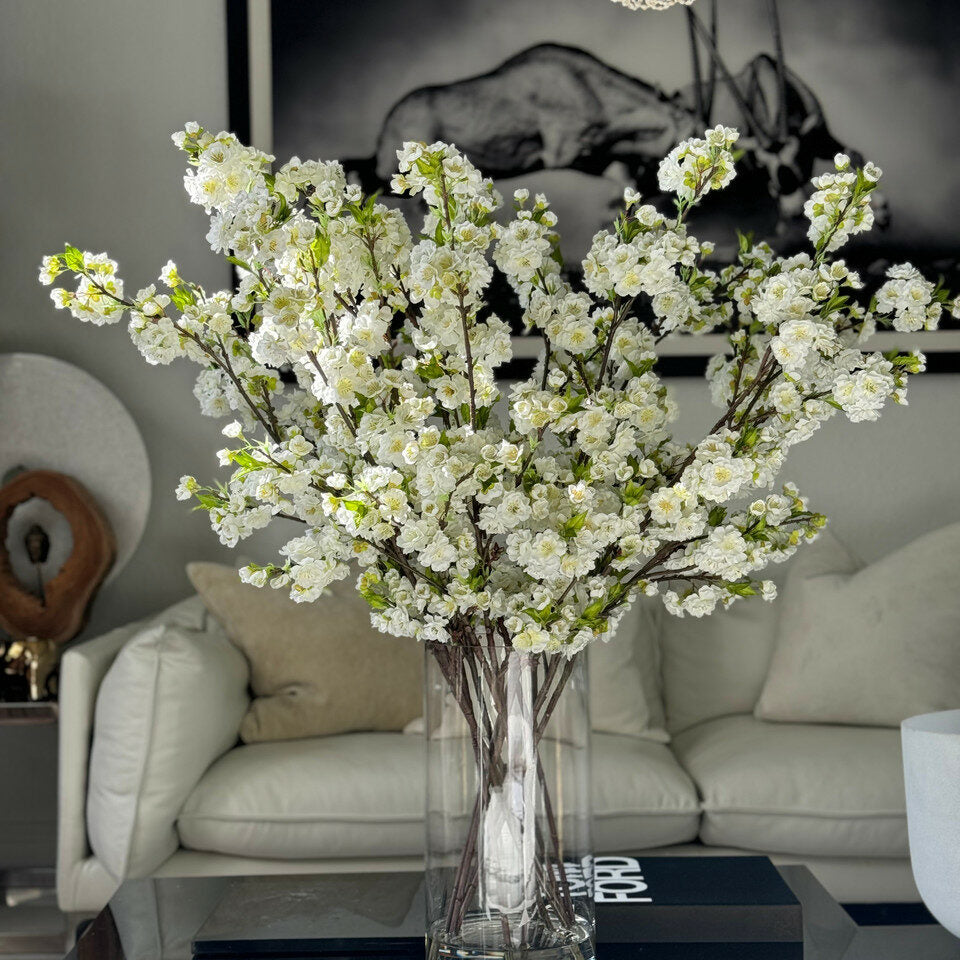 Cherry Blossoms in 16″ Glass Cylinder (Pink / White)