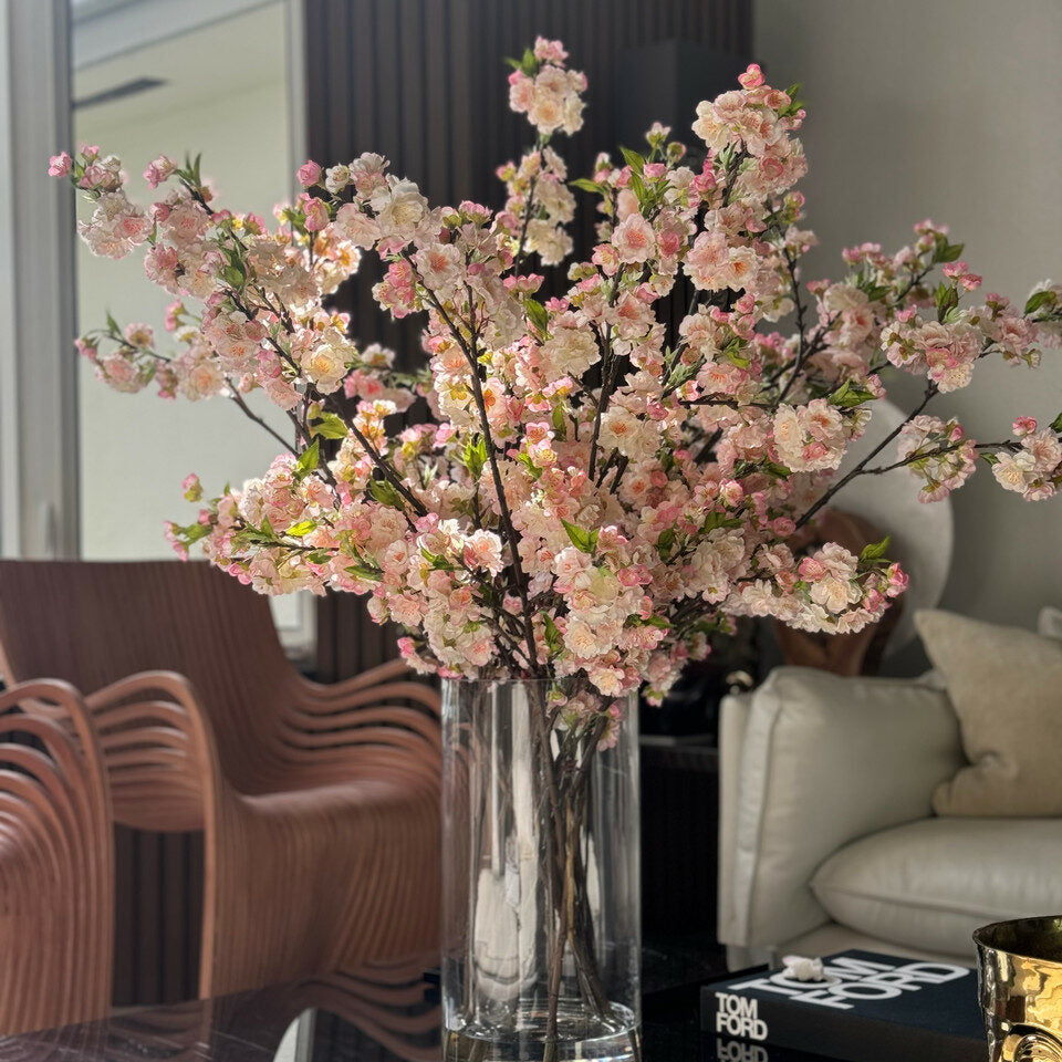 Cherry Blossoms in 16″ Glass Cylinder (Pink / White)