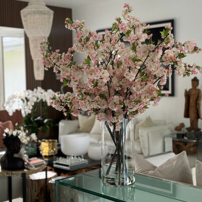 Cherry Blossoms in 16″ Glass Cylinder (Pink / White)